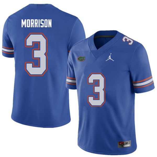 Men's NCAA Florida Gators Antonio Morrison #3 Stitched Authentic Jordan Brand Royal College Football Jersey BZL3165FX